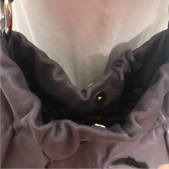 Le Bulga Lavender Ruffle Hobo Leather Shoulder Bag Made In Italy - Picture 7 of 16